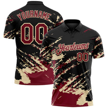Charger l'image dans la galerie, Custom Black Crimson-Cream Brush Stroke Shatter Splatter Performance Polo Shirt

