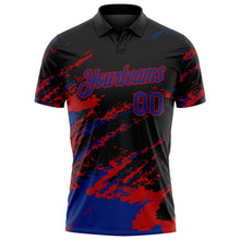Charger l'image dans la galerie, Custom Black Royal-Red Brush Stroke Shatter Splatter Performance Polo Shirt
