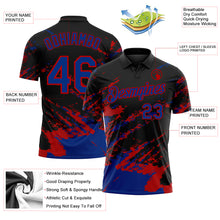 Charger l'image dans la galerie, Custom Black Royal-Red Brush Stroke Shatter Splatter Performance Polo Shirt
