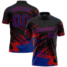 Charger l'image dans la galerie, Custom Black Royal-Red Brush Stroke Shatter Splatter Performance Polo Shirt
