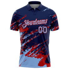 Charger l'image dans la galerie, Custom Navy Light Blue-Red Brush Stroke Shatter Splatter Performance Polo Shirt
