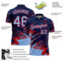 Charger l'image dans la galerie, Custom Navy Light Blue-Red Brush Stroke Shatter Splatter Performance Polo Shirt
