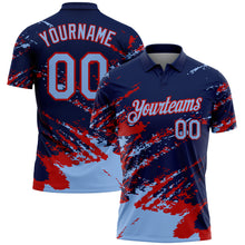Charger l'image dans la galerie, Custom Navy Light Blue-Red Brush Stroke Shatter Splatter Performance Polo Shirt
