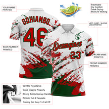 Load image into Gallery viewer, Custom White Red-Green Brush Stroke Shatter Splatter Performance Polo Shirt
