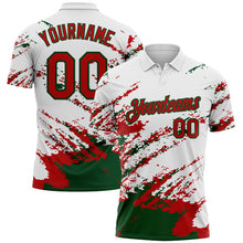 Load image into Gallery viewer, Custom White Red-Green Brush Stroke Shatter Splatter Performance Polo Shirt
