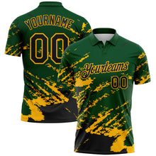 Load image into Gallery viewer, Custom Green Black-Gold Brush Stroke Shatter Splatter Performance Polo Shirt
