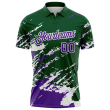Charger l'image dans la galerie, Custom Green Purple-White Brush Stroke Shatter Splatter Performance Polo Shirt

