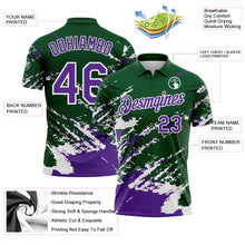 Charger l'image dans la galerie, Custom Green Purple-White Brush Stroke Shatter Splatter Performance Polo Shirt
