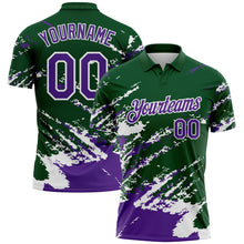 Charger l'image dans la galerie, Custom Green Purple-White Brush Stroke Shatter Splatter Performance Polo Shirt
