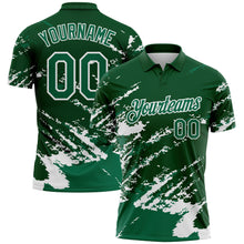 Charger l'image dans la galerie, Custom Green Kelly Green-White Brush Stroke Shatter Splatter Performance Polo Shirt
