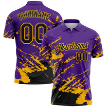 Load image into Gallery viewer, Custom Purple Black-Gold Brush Stroke Shatter Splatter Performance Polo Shirt
