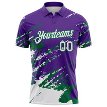 Загрузить изображение в средство просмотра галереи, Custom Purple White-Kelly Green Brush Stroke Shatter Splatter Performance Polo Shirt
