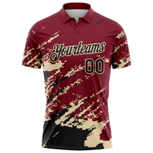 Charger l'image dans la galerie, Custom Crimson Black-Cream Brush Stroke Shatter Splatter Performance Polo Shirt
