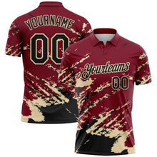 Charger l'image dans la galerie, Custom Crimson Black-Cream Brush Stroke Shatter Splatter Performance Polo Shirt

