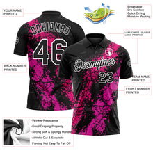 Charger l'image dans la galerie, Custom Black Hot Pink Deep Pink-White Dripping Splatter Cracked Texture Performance Polo Shirt
