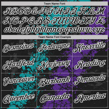 Laden Sie das Bild in den Galerie-Viewer, Custom Black Teal Purple-White Dripping Splatter Cracked Texture Performance Polo Shirt
