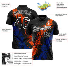 Charger l'image dans la galerie, Custom Black Orange Royal-White Dripping Splatter Cracked Texture Performance Polo Shirt
