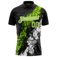 Load image into Gallery viewer, Custom Black Neon Green-White Dripping Splatter Cracked Texture Performance Polo Shirt
