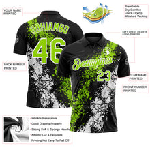 Load image into Gallery viewer, Custom Black Neon Green-White Dripping Splatter Cracked Texture Performance Polo Shirt
