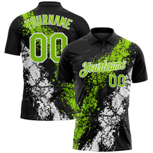 Load image into Gallery viewer, Custom Black Neon Green-White Dripping Splatter Cracked Texture Performance Polo Shirt
