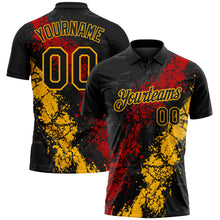 Загрузить изображение в средство просмотра галереи, Custom Black Red-Gold Dripping Splatter Cracked Texture Performance Polo Shirt
