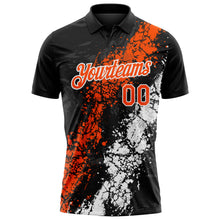 Загрузить изображение в средство просмотра галереи, Custom Black Orange-White Dripping Splatter Cracked Texture Performance Polo Shirt
