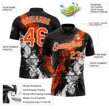 Загрузить изображение в средство просмотра галереи, Custom Black Orange-White Dripping Splatter Cracked Texture Performance Polo Shirt
