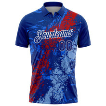 Charger l'image dans la galerie, Custom Royal Red Light Blue-White Dripping Splatter Cracked Texture Performance Polo Shirt
