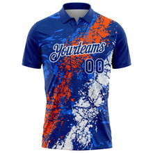 Charger l'image dans la galerie, Custom Royal Orange-White Dripping Splatter Cracked Texture Performance Polo Shirt
