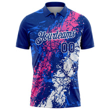 Загрузить изображение в средство просмотра галереи, Custom Royal Pink-White Dripping Splatter Cracked Texture Performance Polo Shirt

