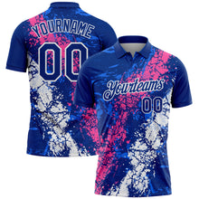 Загрузить изображение в средство просмотра галереи, Custom Royal Pink-White Dripping Splatter Cracked Texture Performance Polo Shirt
