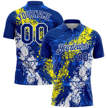 Load image into Gallery viewer, Custom Royal Light Yellow-White Dripping Splatter Cracked Texture Performance Polo Shirt
