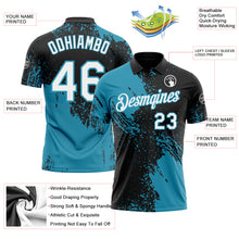 Load image into Gallery viewer, Custom Black White-Panther Blue Distressed Scratch Brush Stroke Performance Polo Shirt
