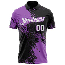 Load image into Gallery viewer, Custom Black White-Medium Purple Distressed Scratch Brush Stroke Performance Polo Shirt
