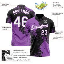 Load image into Gallery viewer, Custom Black White-Medium Purple Distressed Scratch Brush Stroke Performance Polo Shirt
