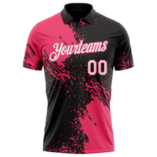 Load image into Gallery viewer, Custom Black White-Neon Pink Distressed Scratch Brush Stroke Performance Polo Shirt
