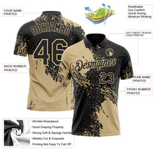 Load image into Gallery viewer, Custom Black-Vegas Gold Distressed Scratch Brush Stroke Performance Polo Shirt
