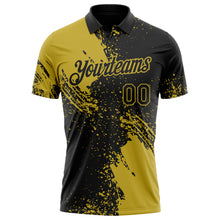 Load image into Gallery viewer, Custom Black-Old Gold Distressed Scratch Brush Stroke Performance Polo Shirt
