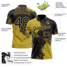 Load image into Gallery viewer, Custom Black-Old Gold Distressed Scratch Brush Stroke Performance Polo Shirt
