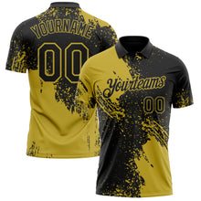 Load image into Gallery viewer, Custom Black-Old Gold Distressed Scratch Brush Stroke Performance Polo Shirt
