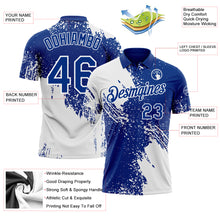 Load image into Gallery viewer, Custom Royal-White Distressed Scratch Brush Stroke Performance Polo Shirt
