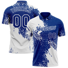 Load image into Gallery viewer, Custom Royal-White Distressed Scratch Brush Stroke Performance Polo Shirt
