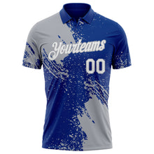 Load image into Gallery viewer, Custom Royal White-Gray Distressed Scratch Brush Stroke Performance Polo Shirt
