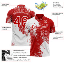 Load image into Gallery viewer, Custom Red-White Distressed Scratch Brush Stroke Performance Polo Shirt
