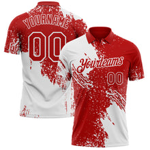 Load image into Gallery viewer, Custom Red-White Distressed Scratch Brush Stroke Performance Polo Shirt
