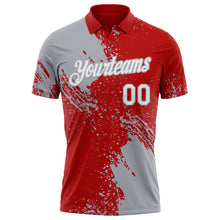 Load image into Gallery viewer, Custom Red White-Gray Distressed Scratch Brush Stroke Performance Polo Shirt
