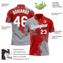 Load image into Gallery viewer, Custom Red White-Gray Distressed Scratch Brush Stroke Performance Polo Shirt

