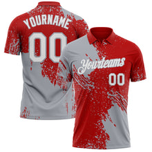 Load image into Gallery viewer, Custom Red White-Gray Distressed Scratch Brush Stroke Performance Polo Shirt
