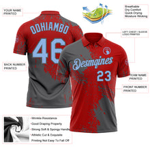 Load image into Gallery viewer, Custom Red Light Blue-Steel Gray Distressed Scratch Brush Stroke Performance Polo Shirt

