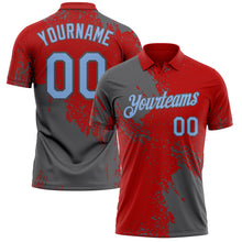Load image into Gallery viewer, Custom Red Light Blue-Steel Gray Distressed Scratch Brush Stroke Performance Polo Shirt
